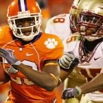 Clemson's Andre Ellington, left, scores a touchdown in front of Florida State's Ochuko Jenije during fourth-quarter action in Clemson, S.C. on Saturday, Nov. 7, 2009. (Travis Bell/Sideline Carolina) Clemson's Andre Ellington, left, scores a touchdown in front of Florida State's Ochuko Jenije during fourth-quarter action in Clemson, S.C. on Saturday, Nov. 7, 2009. (Travis Bell/Sideline Carolina)